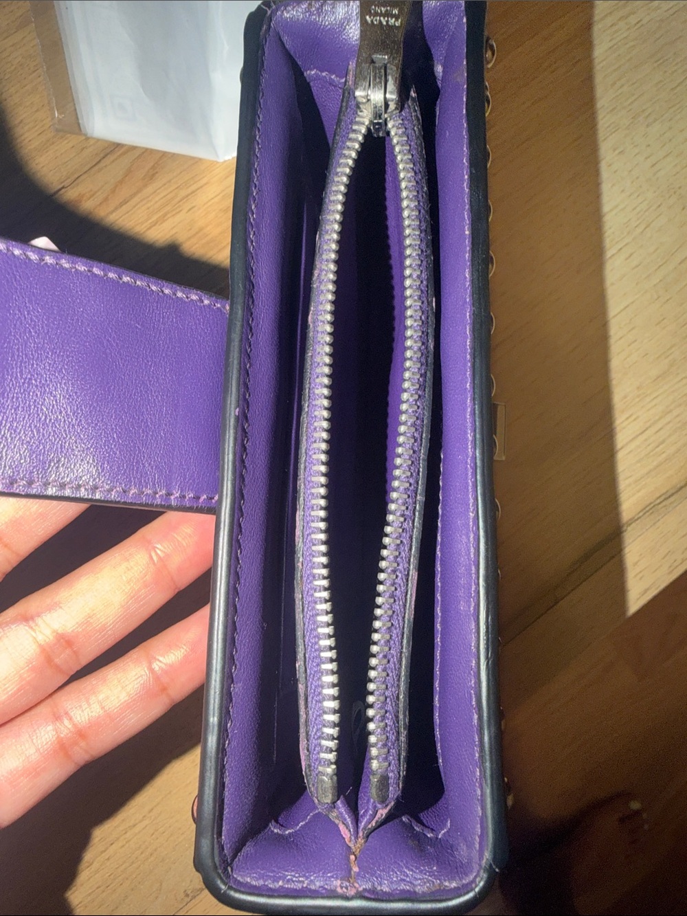 Prada Purple City Calfskin Studded Elektra Turn Lock clutch bag - Picture 9 of 10